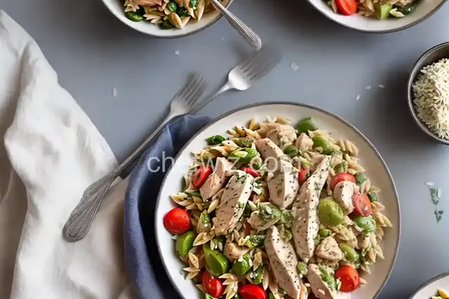 Greek Chicken and Orzo Pasta Salad