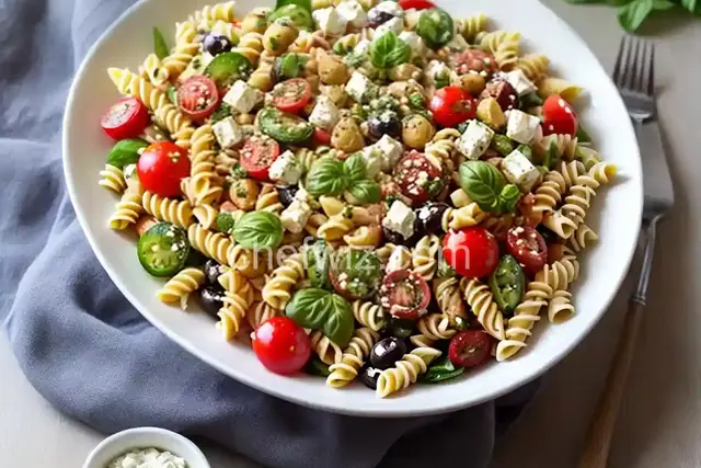 Greek Pasta Salad with Feta and Olives