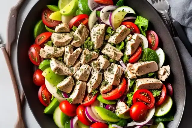 Greek Salad with Oregano Marinated Chicken