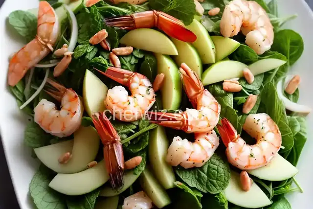 Green Apple, Jicama, and Prawn Salad with Mint, Lemongrass, and Dijon Dressing