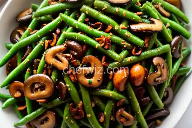 Green Beans and Mushrooms With Crispy Shallots