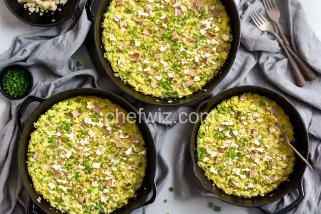 Green Garlic and Ham Scrambled Eggs with Cheese