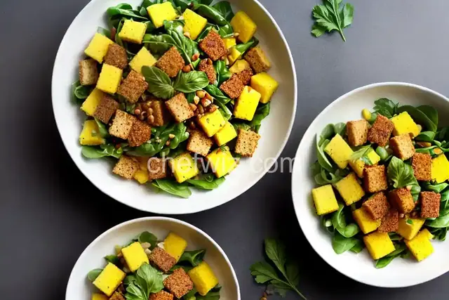 Greens with Polenta Croutons