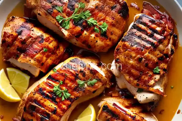 Grilled Barbecue Bacon-Cheddar Stuffed Chicken Breasts