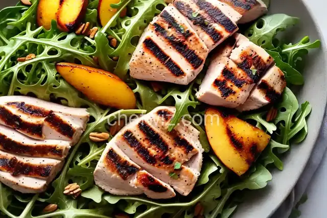 Grilled Chicken, Peach, and Arugula Salad