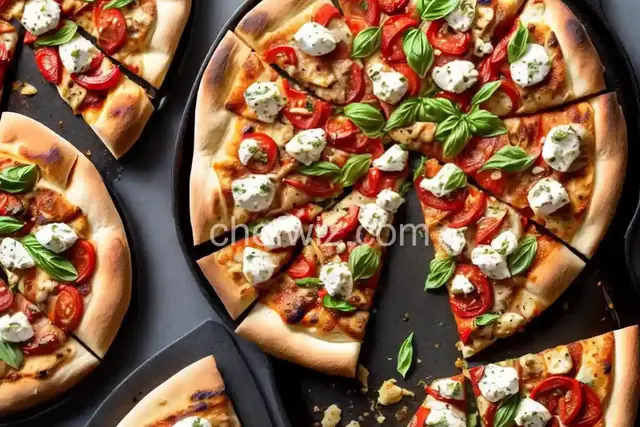 Grilled Chicken Pizza with Mozzarella and Roasted Garlic