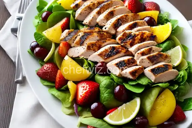 Grilled Chicken Salad with Seasonal Fruit