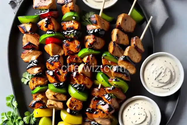 Grilled Chicken Teriyaki Skewers with Miso Ranch