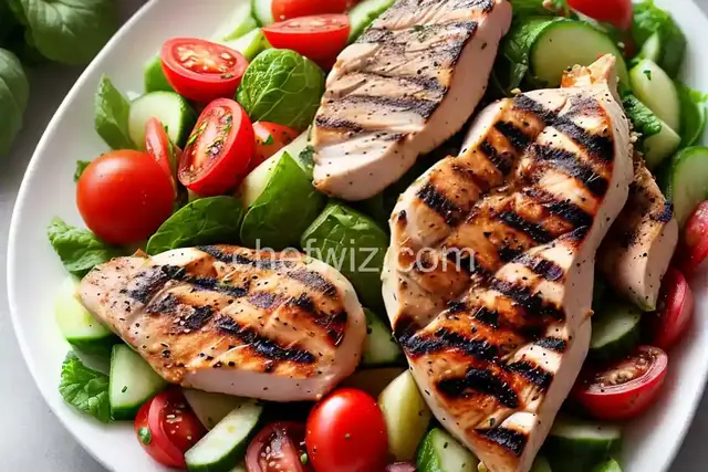 Grilled Chicken with Tomato-Cucumber Salad