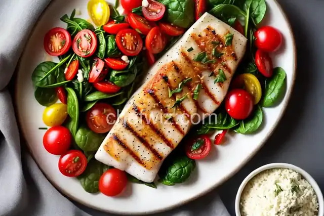 Grilled Cod with Spinach and Tomatoes