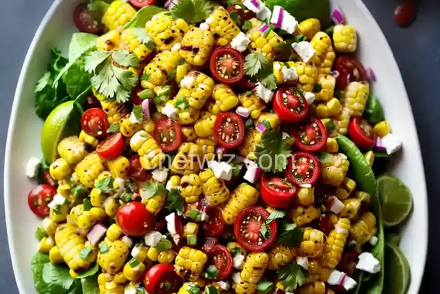 Grilled Corn Salad with Lime, Red Chili and Cotija