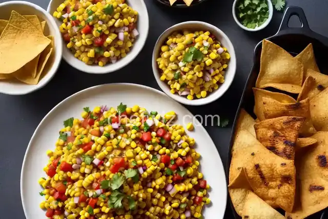 Grilled Corn and Bean Salsa with Baked Corn Chips