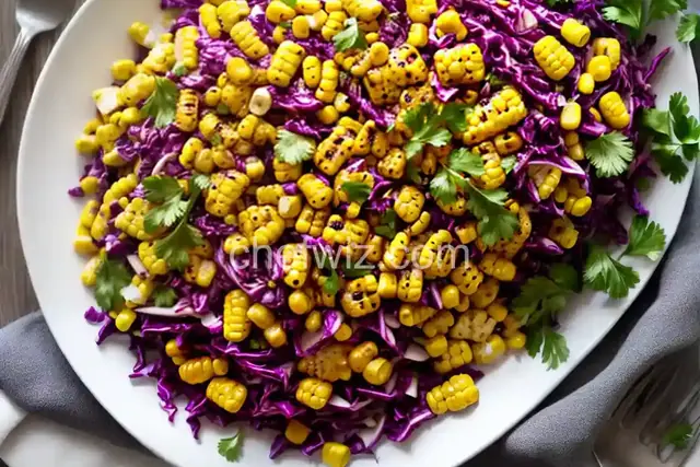 Grilled Corn and Red Cabbage Slaw