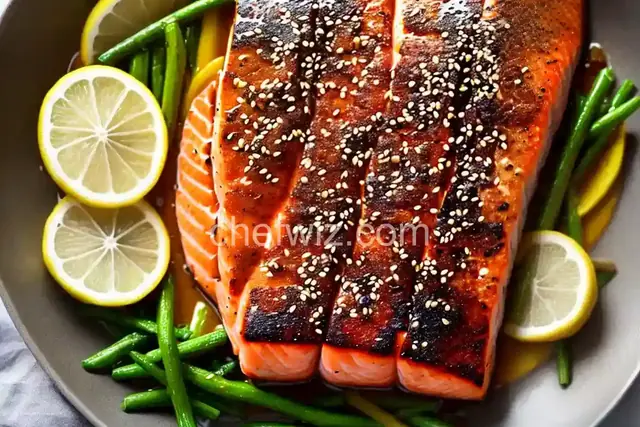 Grilled Crispy-Skinned Salmon With Whole Lemon-Sesame Sauce