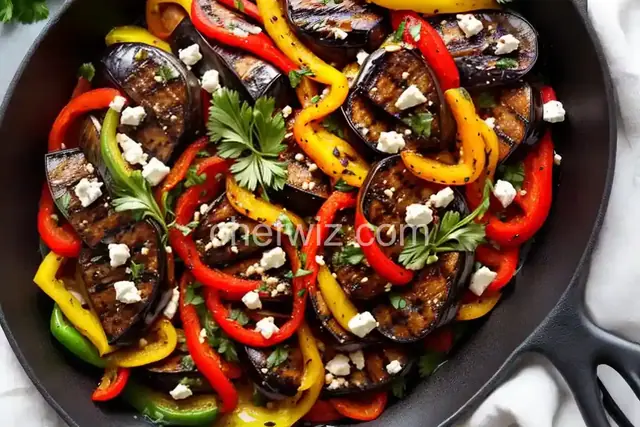 Grilled Eggplant and Peppers with Feta