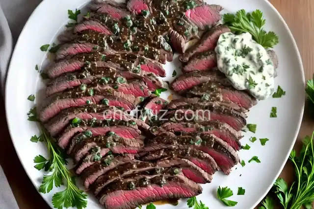 Grilled Flank Steak with Gorgonzola Cream Sauce