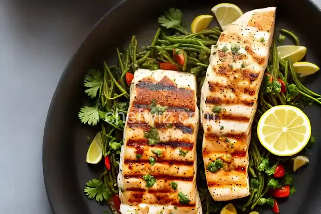 Grilled Halibut with Cilantro Garlic Butter