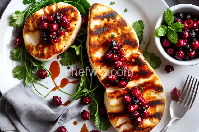 Grilled Halloumi with Herbed Berry Salsa