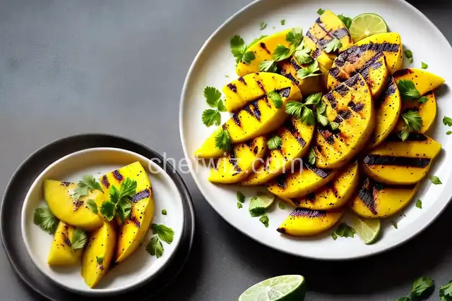 Grilled Mango with Lime, Salt and Ancho Powder