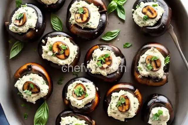 Grilled Mushrooms Stuffed with Basil and Blue Cheese Butter