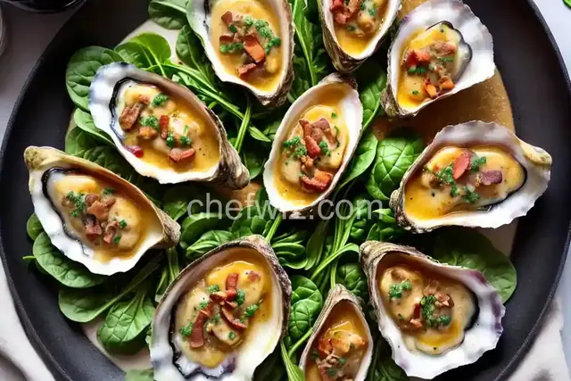 Grilled Oysters Rockefeller with Baby Spinach Bacon Fondue