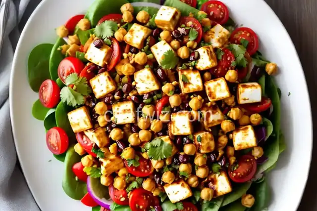 Grilled Paneer and Chickpea Salad