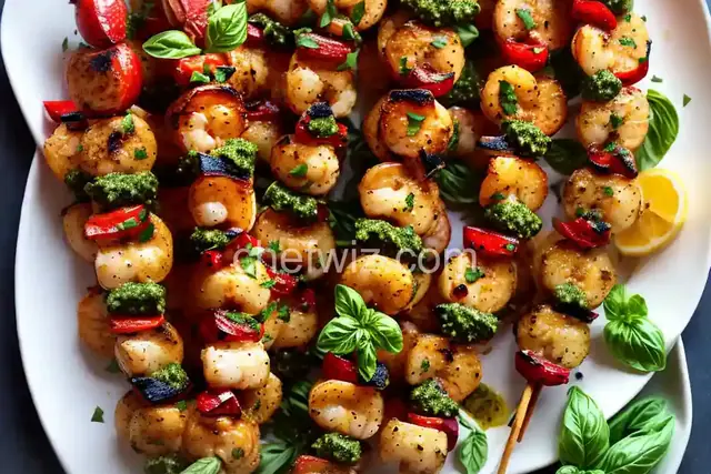 Grilled Pesto Shrimp Skewers