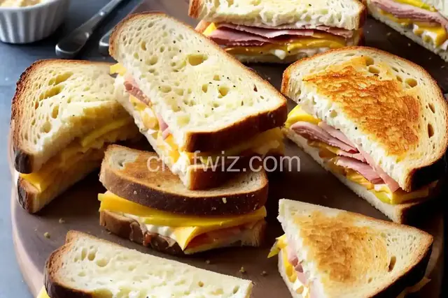 Grilled Pimento Cheese, Ham, and Homemade Pickles Sandwich Recipe