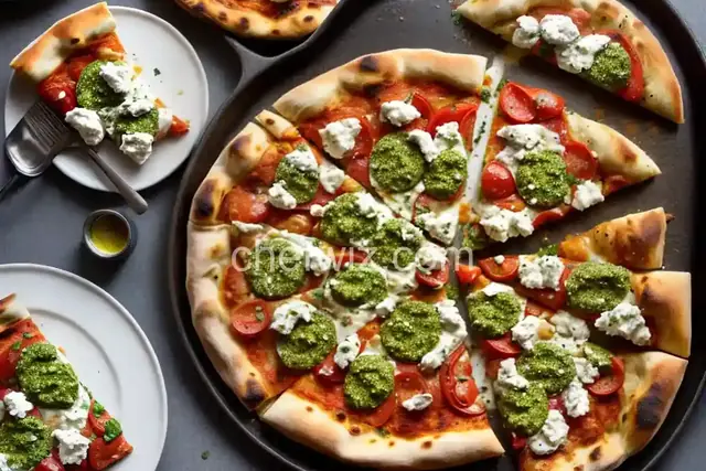 Grilled Pizza with Ricotta and Pesto