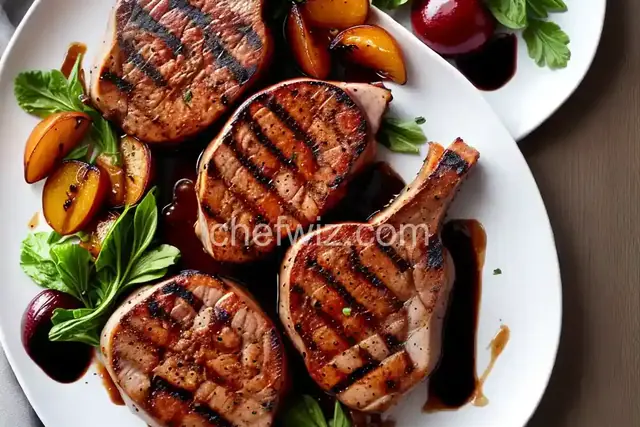Grilled Pork Chops with Balsamic Caramelized Pears