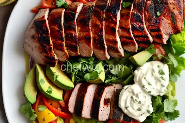 Grilled Pork Tenderloin al Pastor with Avocado Crema
