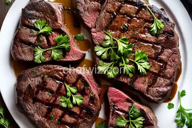 Grilled Rib-Eye Steaks with Parsley-Garlic Butter