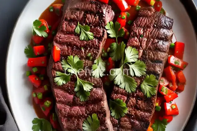 Grilled Rib Eye with Shishito Pepper Salsa