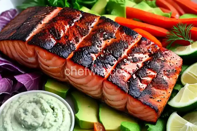 Grilled Salmon with Avocado Dip