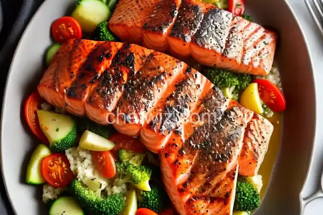 Grilled Salmon with Grits and Fresh Vegetables