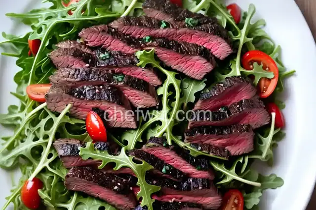 Grilled Skirt Steak and Arugula Salad with Roquefort and Catalina Dressing