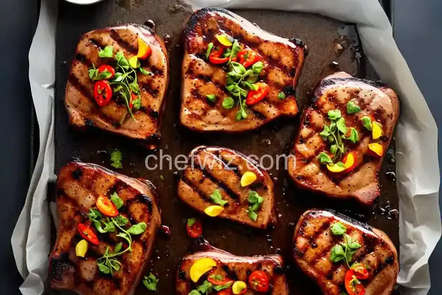 Grilled Smoked Pork Chops with Sweet and Sour Glaze