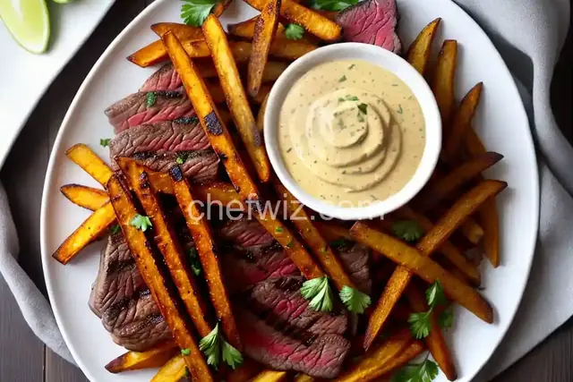 Grilled Steak Fries with Malt Vinegar Aioli