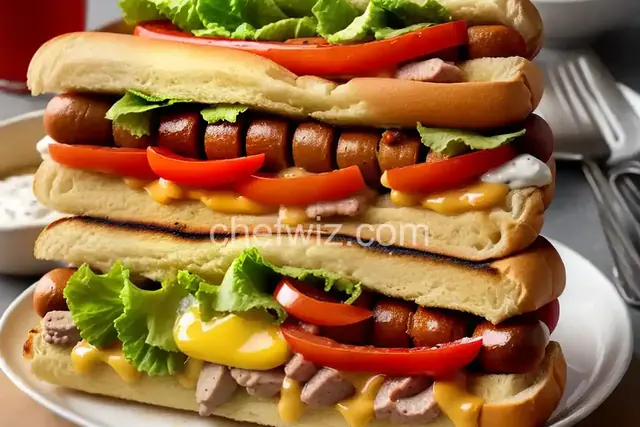 Grilled Triple-Decker Hot Dog Sandwich