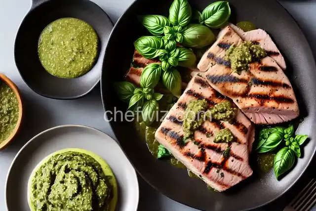 Grilled Tuna With Basil Pesto