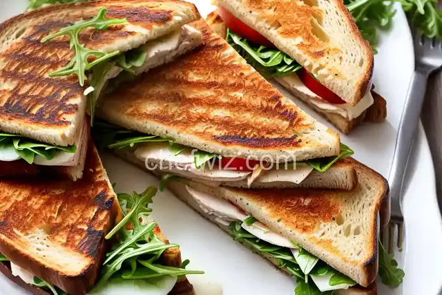 Grilled Turkey, Brie, and Apple Butter Sandwich with Arugula