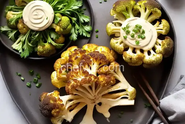 Grilled Whole Cauliflower With Miso Mayo