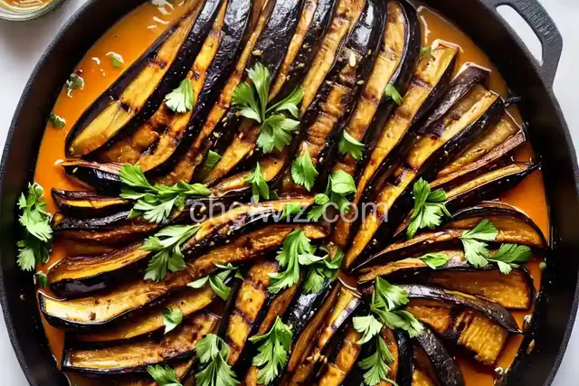 Grilled Whole Eggplant With Harissa Vinaigrette