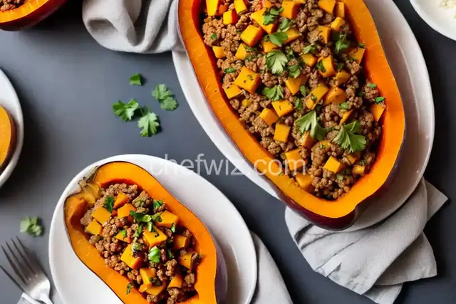 Ground Beef-Stuffed Butternut Squash