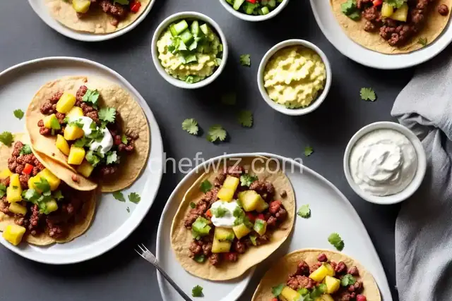 Ground Bison Breakfast Tacos with Pineapple Salsa