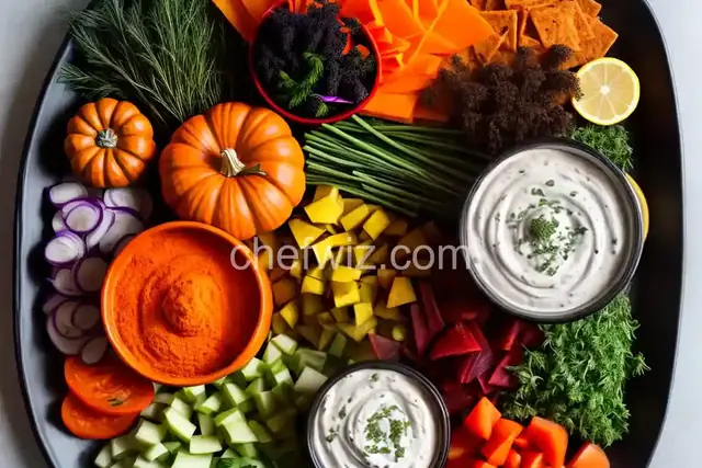 Halloween Vegetable Tray Witch with Herb Dip