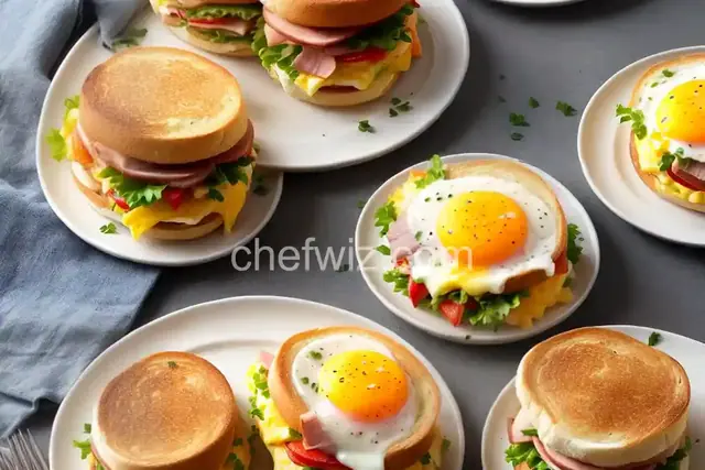 Ham, Egg, and Cheese Breakfast Sandwiches