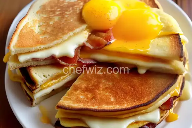 Hangover Bacon, Egg and Cheese Pancake Sandwich