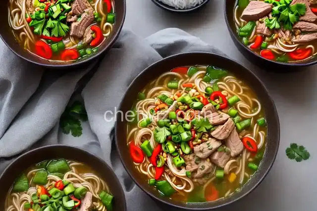 Healthy 40-Minute Pork, Pepper and Rice Noodle Soup