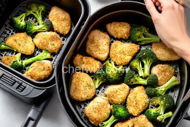 Healthy Air Fryer Parmesan Chicken with Broccoli